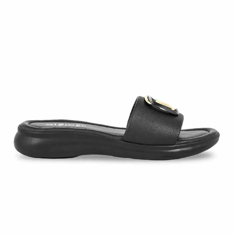 Men's slippers with a removable insole for cleaning Black Formal Slipper PU0517