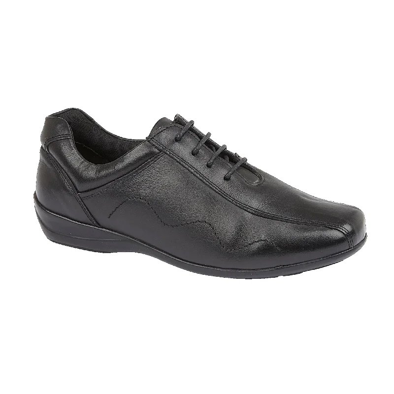 Men's slippers with a removable insole for cleaning WEDMORE - BLACK LEATHER
