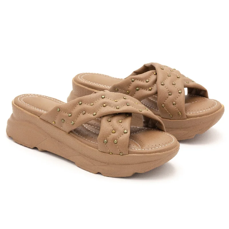 Men's slippers with a decorative pom - pom or tassel M094 cross wedge