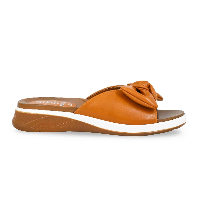 Men's slippers with a leather sole for a classic look Tan Formal Slipper PU0493