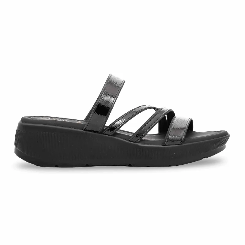 Men's slippers with a rubber sole for outdoor use Black Formal Slipper PU0253