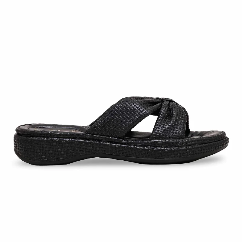 Men's slippers with a breathable fabric upper Black Formal Slipper PU0406