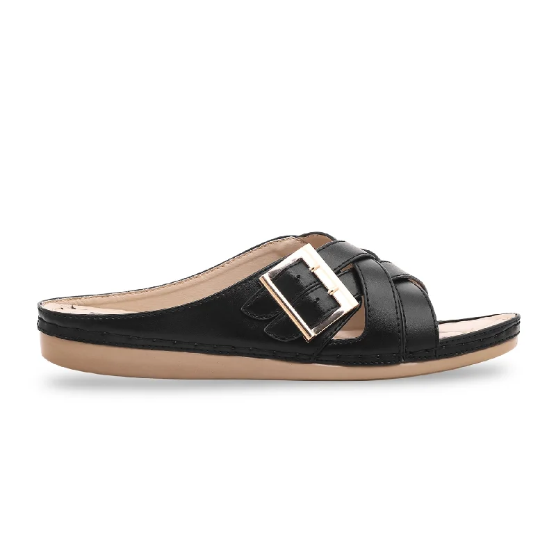 Men's slippers with a shock - absorbing midsole Black Formal Slipper PU0148