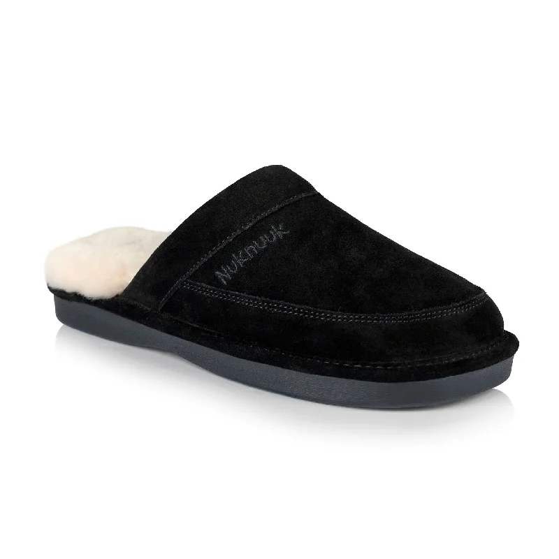 Men's plush slippers with a faux fur lining Spencer men's slipper (Black)