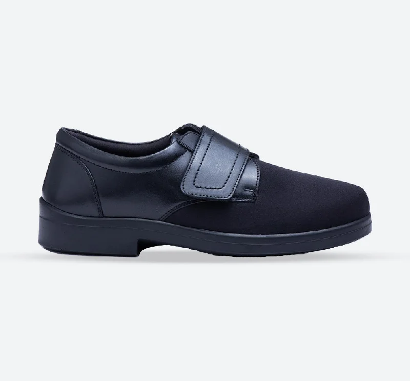 Men's casual sneakers with a mesh upper Mens Wide Fit Tredd Well Benjamin Velcro Soft Stretch Shoes - Black Men's casual sneakers with a mesh upper Mens Wide Fit Tredd Well Benjamin Velcro Soft Stretch Shoes - Black