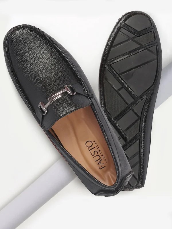 Men's casual shoes with a logo patch on the tongue Men Black Hand Stitched Horsebit Buckle Loafer and Moccasin Driving Shoes Men's casual shoes with a logo patch on the tongue Men Black Hand Stitched Horsebit Buckle Loafer and Moccasin Driving Shoes