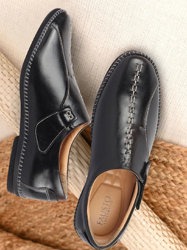 Men's casual shoes with a low - profile design Men Black Casual Cap Toe Hand Stitched Sandal Style Slip On Shoes Men's casual shoes with a low - profile design Men Black Casual Cap Toe Hand Stitched Sandal Style Slip On Shoes