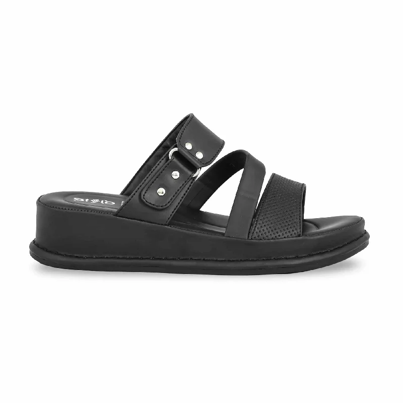 Men's slippers with a pointed toe for a stylish appearance Black Formal Slipper PU0522