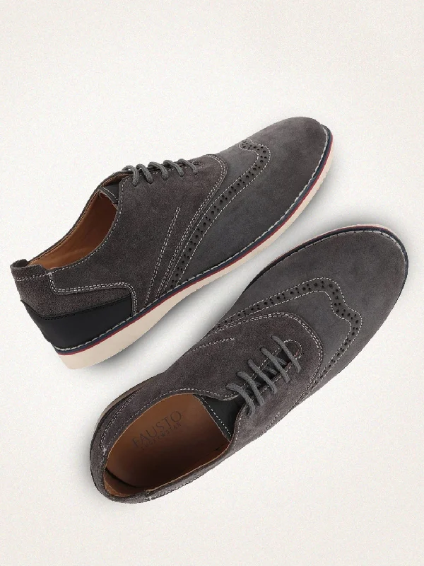 Men's casual shoes with a floral print for a unique style Men Grey Suede Leather Oxford Casual Shoes Men's casual shoes with a floral print for a unique style Men Grey Suede Leather Oxford Casual Shoes