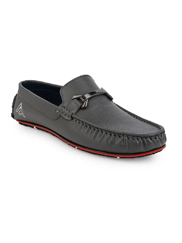 Men's casual shoes with a thick sole for added height Alberto Torresi Men's Grey Loafers Stylish Synthetic Slip-On Shoes