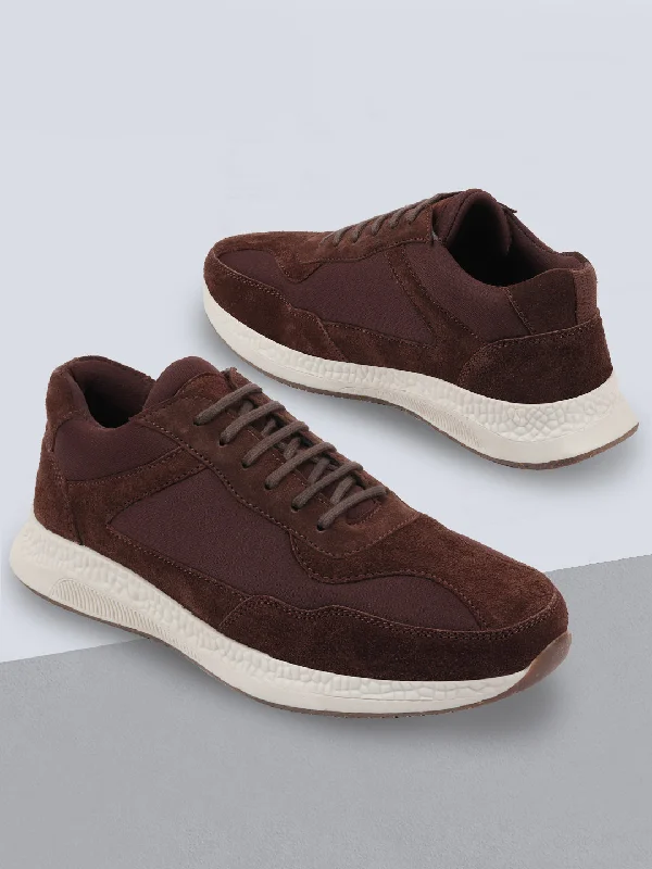 Men's casual shoes with a geometric pattern Men Brown Suede Leather Lace Up Casual Sneaker Shoes Men's casual shoes with a geometric pattern Men Brown Suede Leather Lace Up Casual Sneaker Shoes