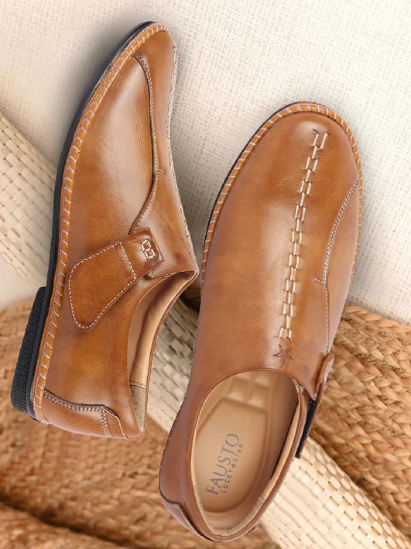 Men's casual shoes with a floral print for a unique style Men Tan Casual Cap Toe Hand Stitched Sandal Style Slip On Shoes Men's casual shoes with a floral print for a unique style Men Tan Casual Cap Toe Hand Stitched Sandal Style Slip On Shoes