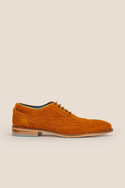 Men's casual shoes with a logo patch on the tongue Winston Tobacco Suede