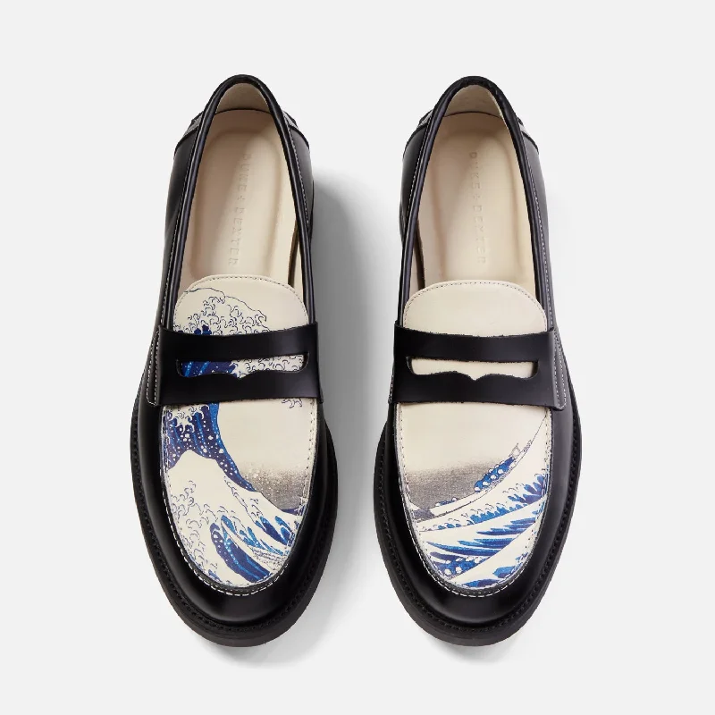Men's loafers with a moc - toe design Men's loafers with a moc - toe design Wilde The Great Wave Penny Loafer - Men's Men's loafers with a moc - toe design Men's loafers with a moc - toe design Wilde The Great Wave Penny Loafer - Men's