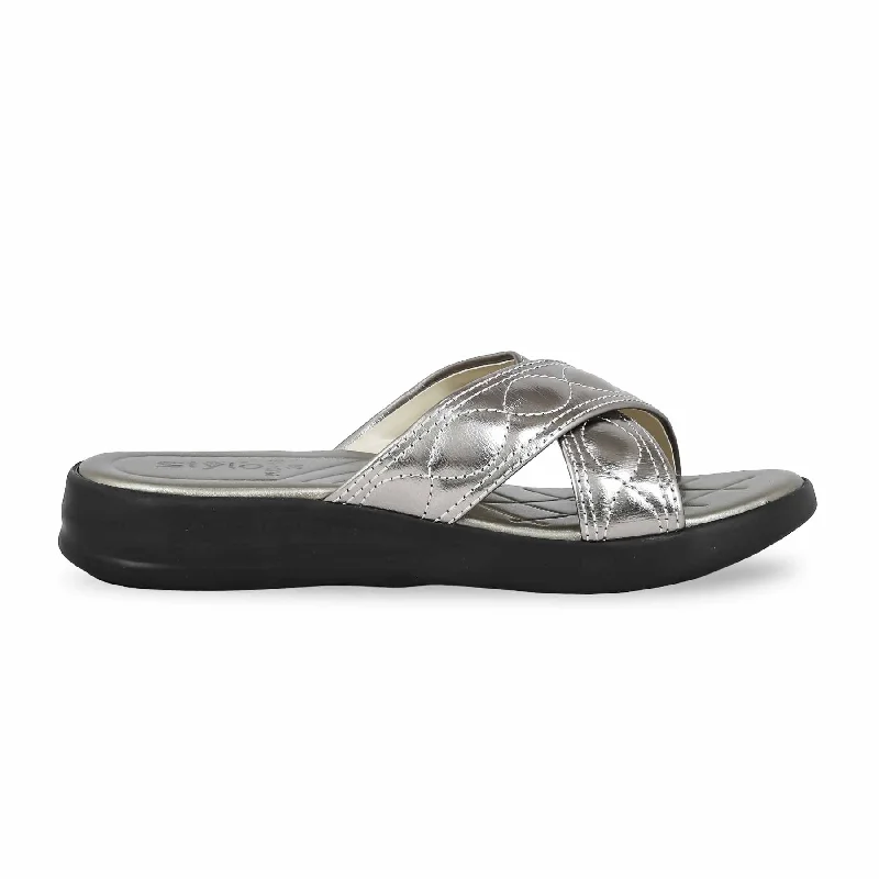 Men's slippers with a Velcro closure for easy on and off Grey Platform Heel Slipper PU0486
