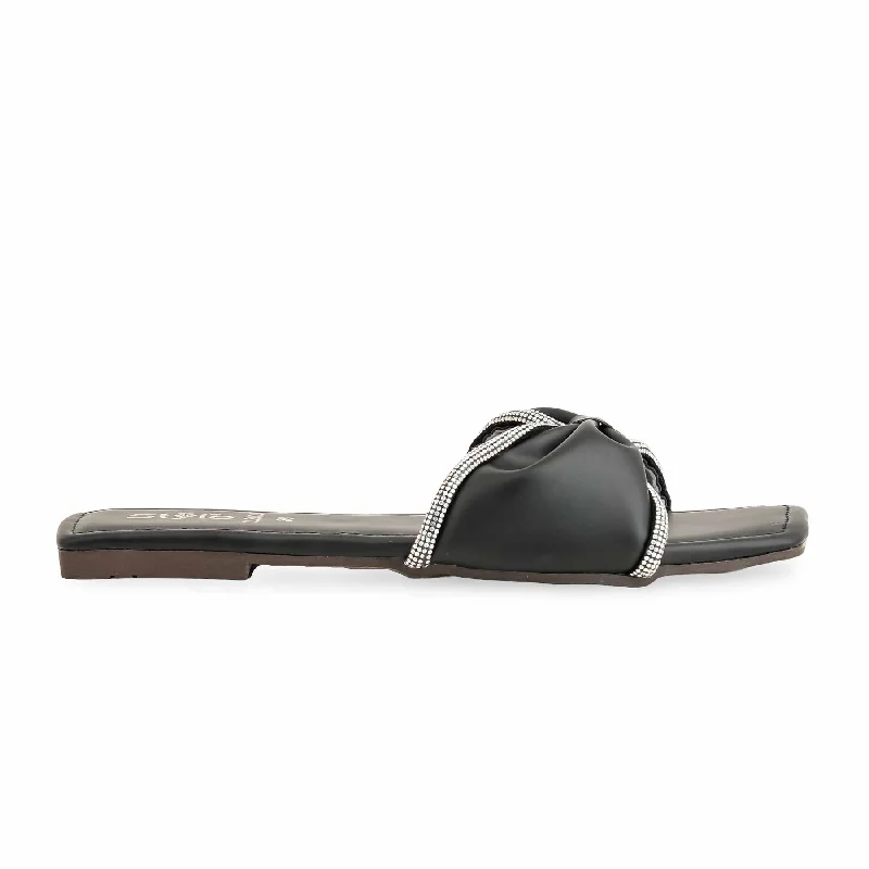 Men's slippers with a leather sole for a classic look Black Casual Slipper CL2009