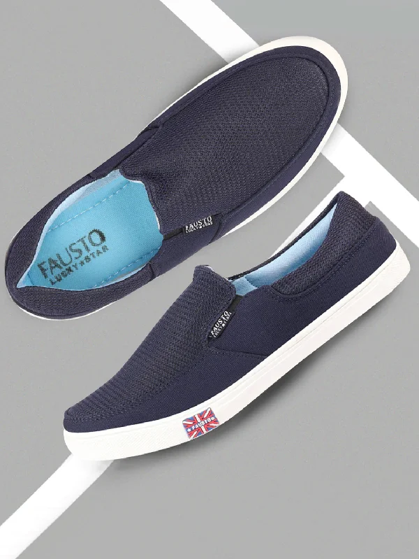 Men's casual shoes with a metallic trim Men Blue Casual Slip-On Loafers