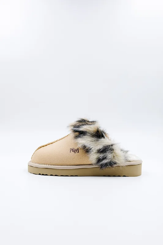 Men's slippers with a shock - absorbing midsole PAWJ Slippers | Tan / Wild Leopard