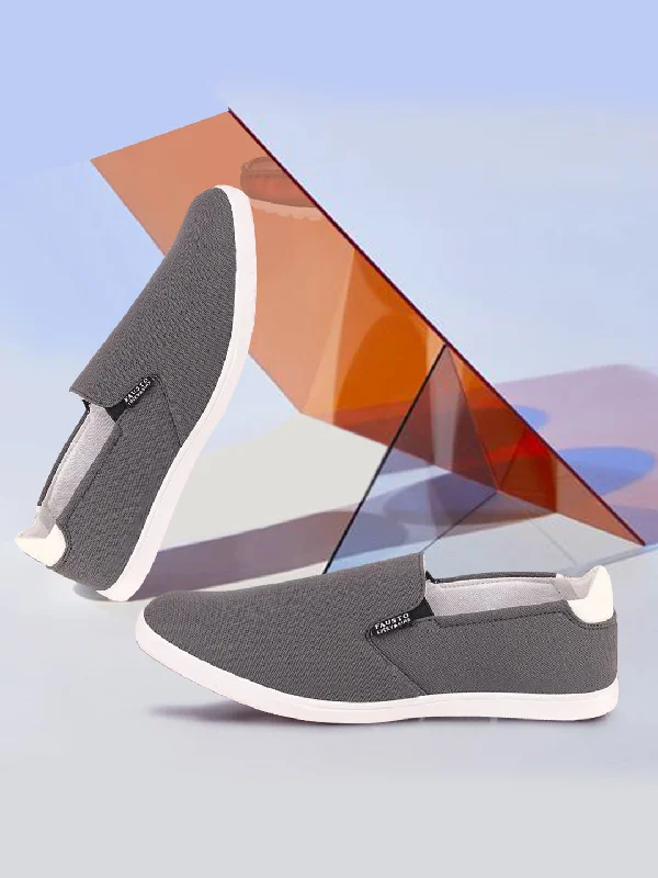 Men's casual shoes with a soft insole for cushioning Men Grey Casual Canvas Slip-On Loafers Men's casual shoes with a soft insole for cushioning Men Grey Casual Canvas Slip-On Loafers