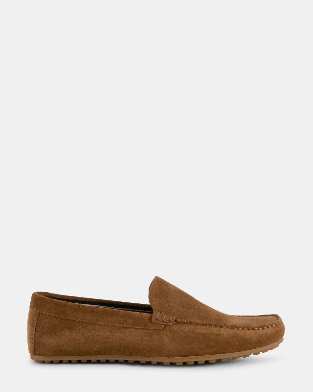 Men's loafers with a moc - toe design Men's loafers with a moc - toe design STENSON TOBACCO SUEDE