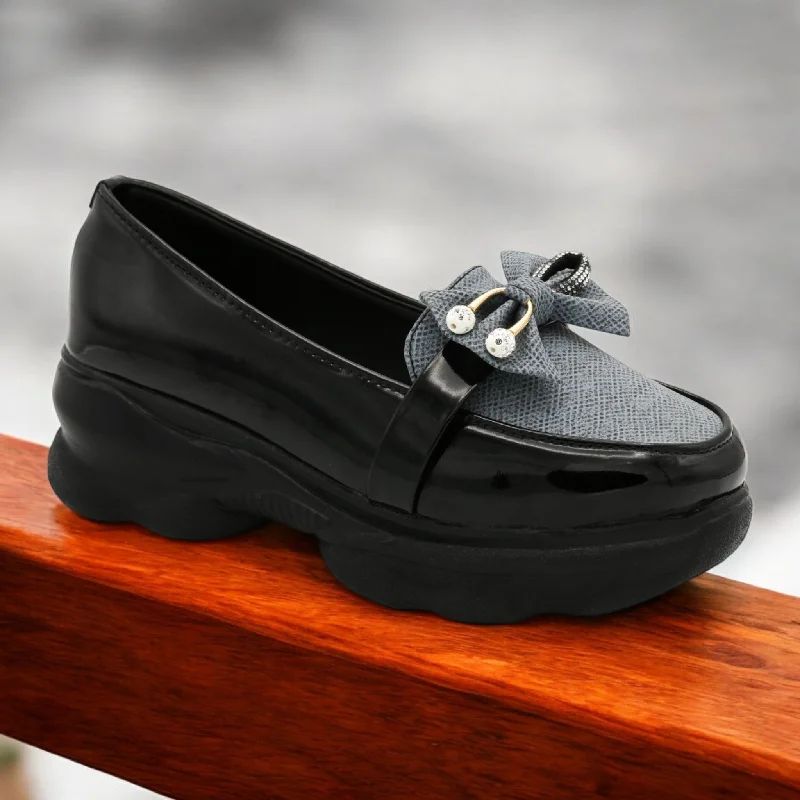 Leather men's slippers with a mule style M0476 bow wedge