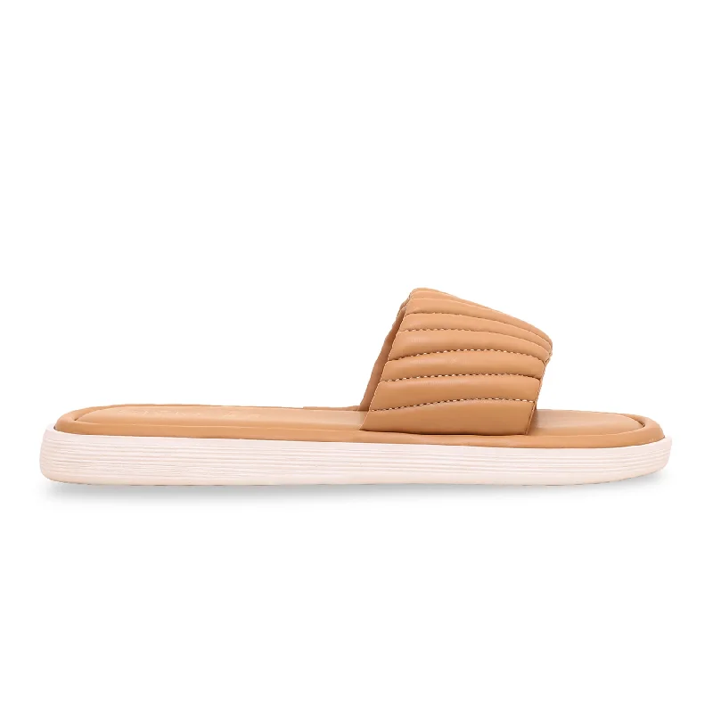 Men's slippers with a padded collar for comfort Beige Formal Slipper FR8111