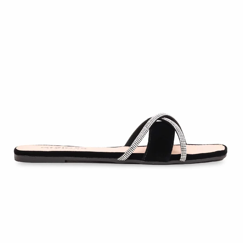 Men's slippers with a padded collar for comfort Women's Black Casual Slipper CL1862
