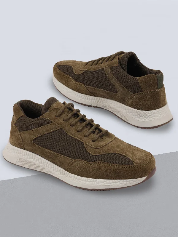 Men's casual sneakers with a mesh upper Men Olive Suede Leather Lace Up Casual Sneaker Shoes Men's casual sneakers with a mesh upper Men Olive Suede Leather Lace Up Casual Sneaker Shoes