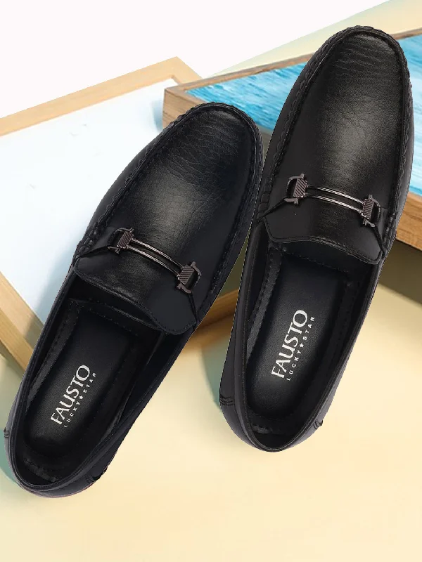 Men's casual shoes with a metallic trim Basics Men Black Horsebit Buckle Premium Slip On Casual Loafers and Moccasin Shoes Men's casual shoes with a metallic trim Basics Men Black Horsebit Buckle Premium Slip On Casual Loafers and Moccasin Shoes