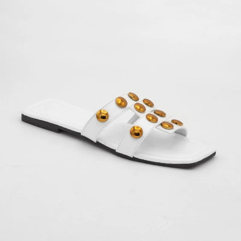 Men's slippers with a logo patch on the side M074 flat slipper