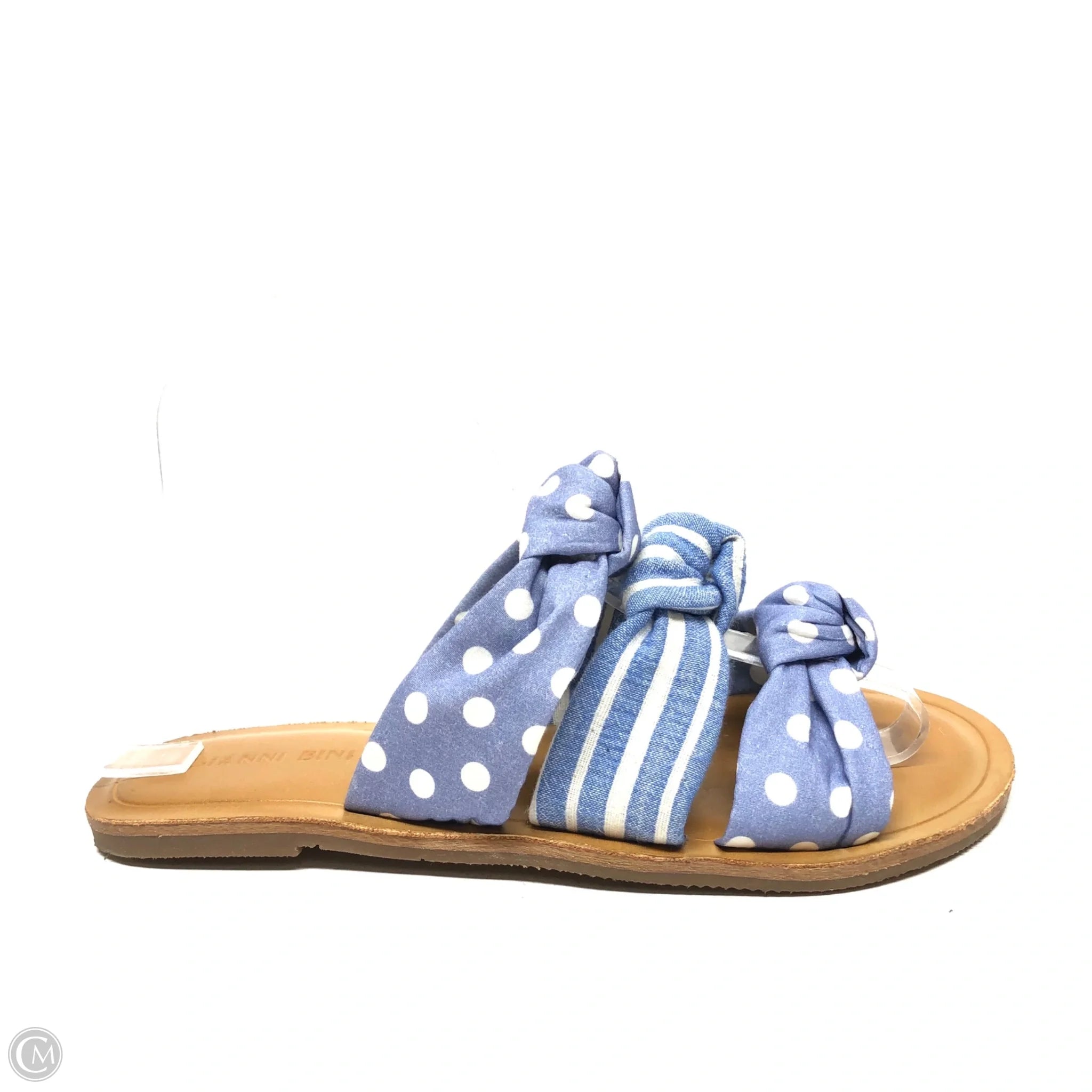 Men's sandals with a stretchy strap for a better fit Men's sandals with a stretchy strap for a better fit Sandals Flats By Gianni Bini In Blue & White, Size: 6.5