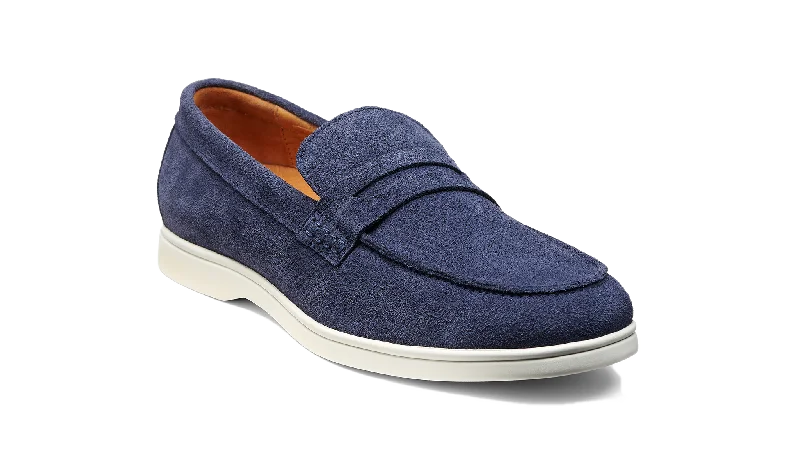 Men's loafers with a low - heeled design Men's loafers with a low - heeled design Santiago - Navy Suede White Sole Men's loafers with a low - heeled design Men's loafers with a low - heeled design Santiago - Navy Suede White Sole