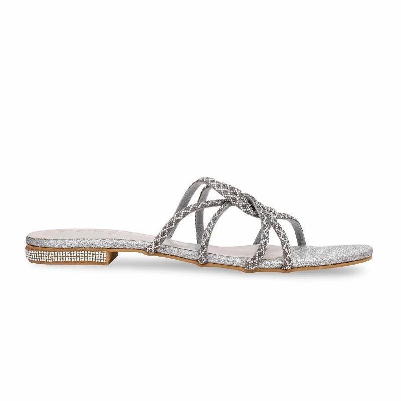 Leather men's slippers with a mule style Silver Fancy Slipper FN7882