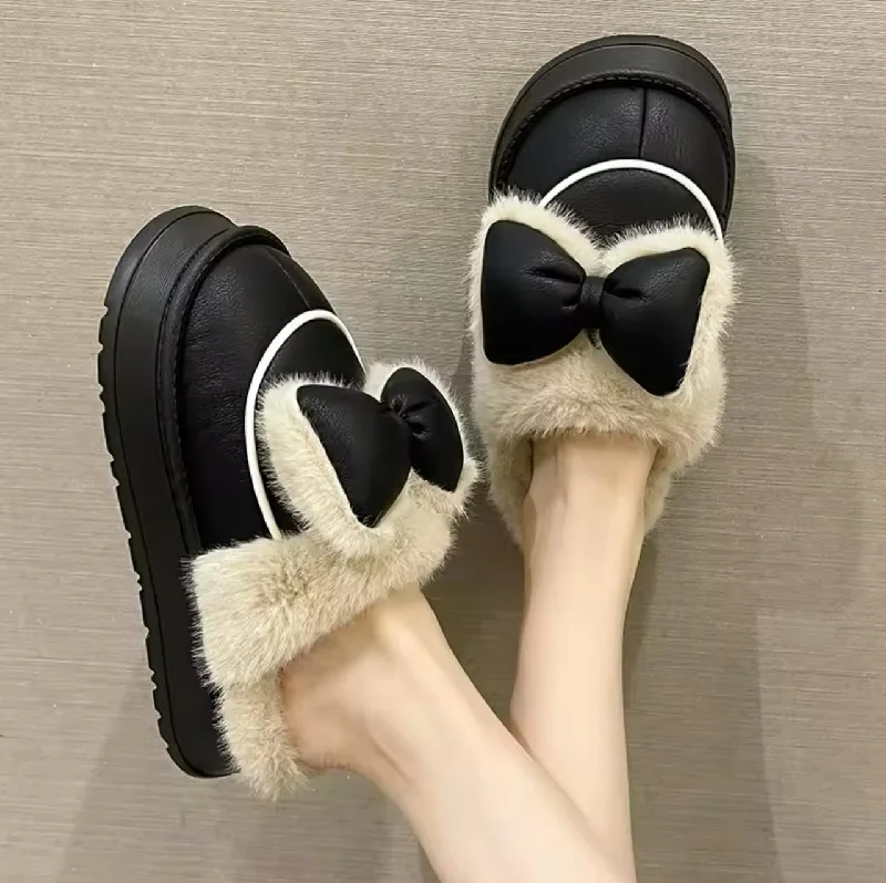 Men's slippers with a rubber sole for outdoor use Comfy bow mule