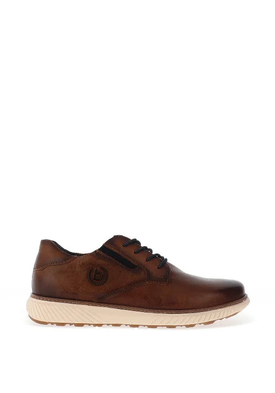 Men's casual sneakers with a mesh upper Bugatti Leather Casual Shoe, Cognac