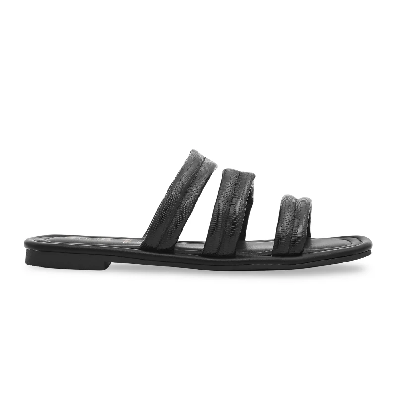 Men's slippers in a warm color like red or brown Black Formal Slipper FR8079