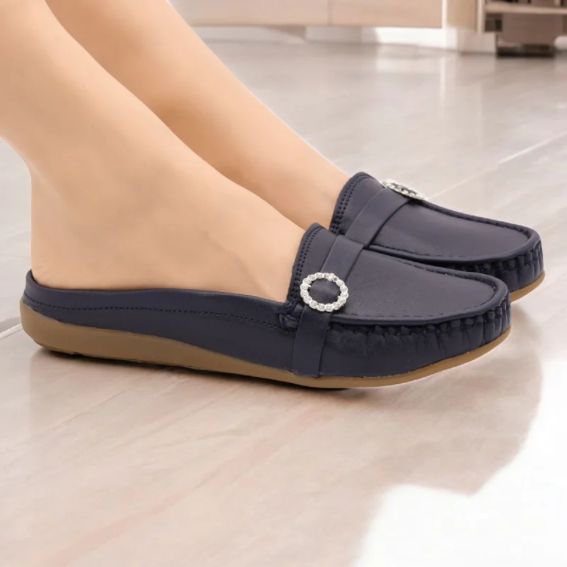 Men's slippers with a leather sole for a classic look M0415 open back