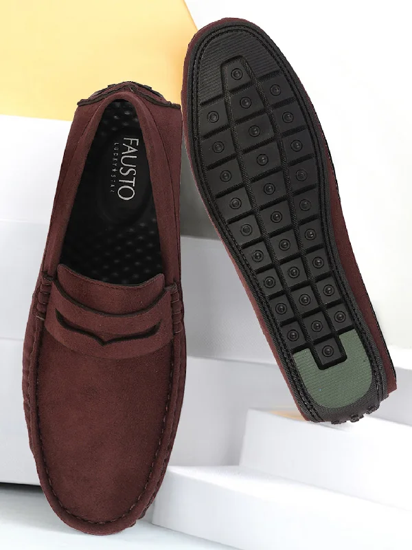 Men's casual shoes with a soft insole for cushioning Men Brown Suede Leather Side Stitched Driving Loafer and Moccasin Men's casual shoes with a soft insole for cushioning Men Brown Suede Leather Side Stitched Driving Loafer and Moccasin