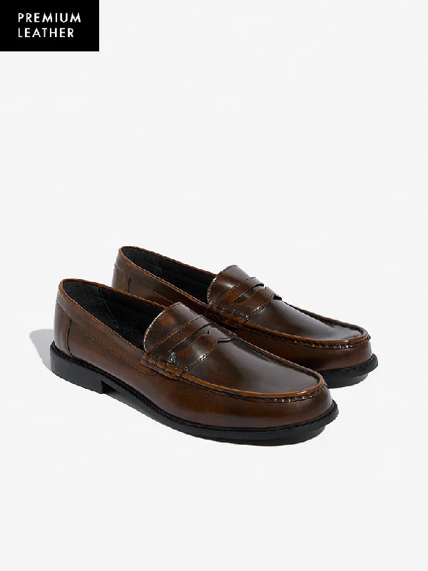 Men's casual sneakers with a mesh upper SOLEPLAY Tan Burgundy Loafers