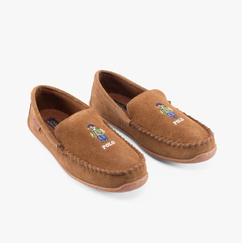 Men's slippers with a shock - absorbing midsole Polo Ralph Lauren BRENAN BEAR Mens Moccasin Slippers Brown Men's slippers with a shock - absorbing midsole Polo Ralph Lauren BRENAN BEAR Mens Moccasin Slippers Brown