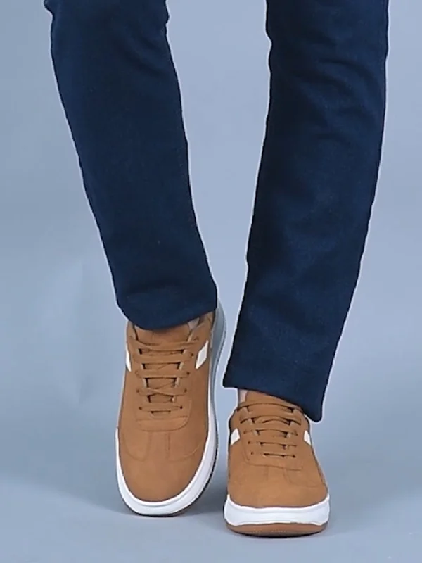 Men's casual shoes with a logo patch on the tongue Men Tan Lace Up White Stripped Trendy All Day Comfortable Lightweight Sneakers Casual Shoes Men's casual shoes with a logo patch on the tongue Men Tan Lace Up White Stripped Trendy All Day Comfortable Lightweight Sneakers Casual Shoes