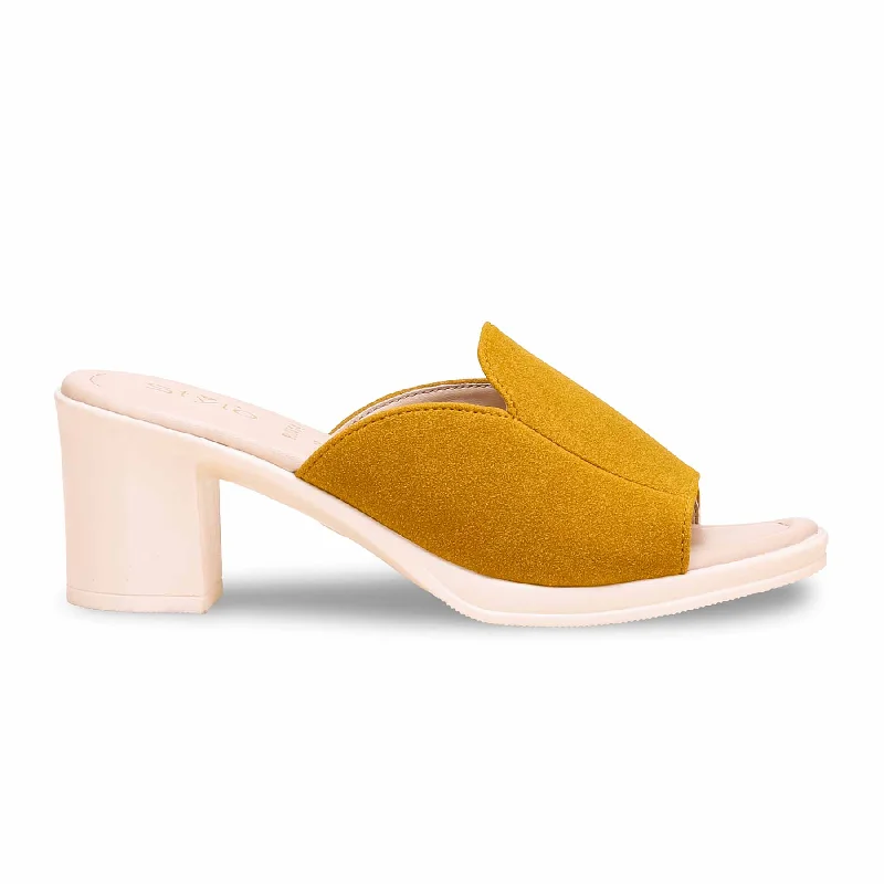 Men's slippers in a warm color like red or brown Yellow Formal Slipper PU0414