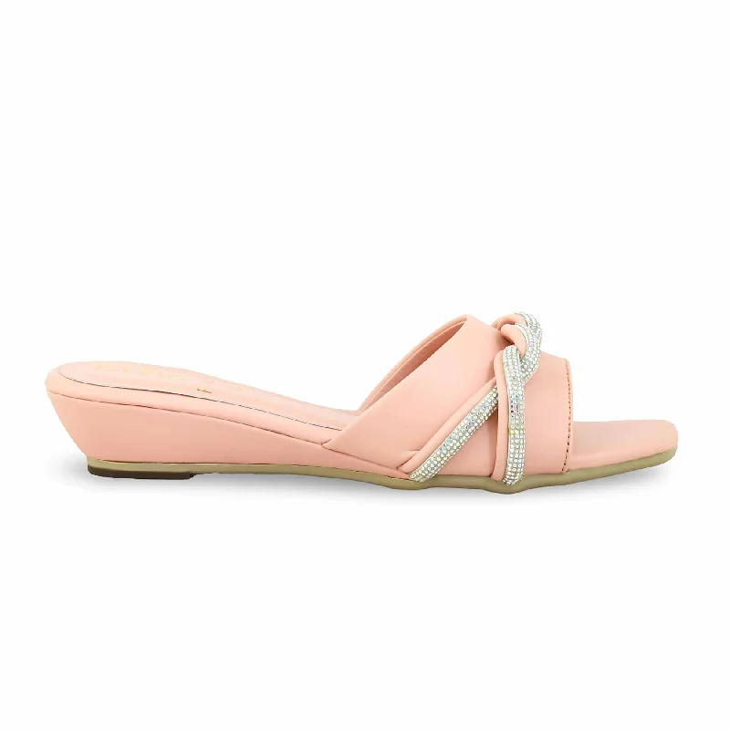 Men's slippers with a breathable fabric upper Pink Wedge Heel Slipper FR8285