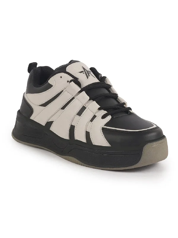 Men's casual sneakers with a mesh upper Men Cream/Black Colorblocked Lace Up Sneakers| Sports Running Shoes|Anti-Skid Phylon Sole|Lace-Up Athleisure Shoes|Walking Shoes Men's casual sneakers with a mesh upper Men Cream/Black Colorblocked Lace Up Sneakers| Sports Running Shoes|Anti-Skid Phylon Sole|Lace-Up Athleisure Shoes|Walking Shoes