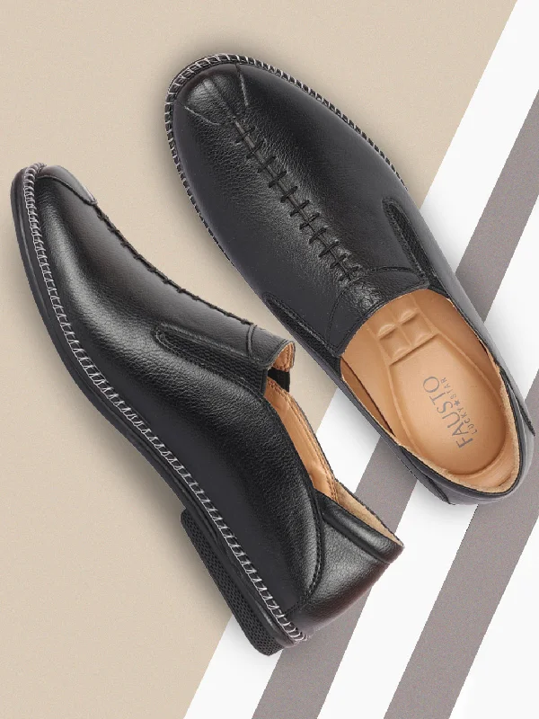 Men's casual shoes with a padded heel for comfort Men Black Casual Cap Toe Hand Stitched Slip On Shoes Men's casual shoes with a padded heel for comfort Men Black Casual Cap Toe Hand Stitched Slip On Shoes