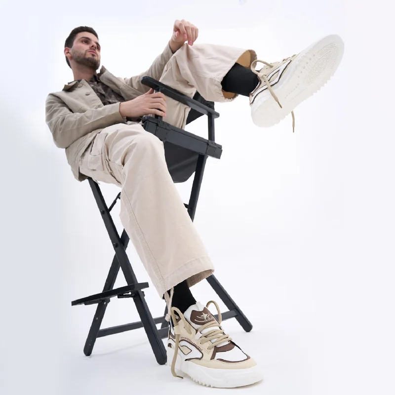 Men's casual shoes with a soft insole for cushioning Men White Colorblocked Mid Top Chunky Lace Up Sneaker Shoes|Feather Lite Casual Shoes|Mid Ankle Sneaker Shoes Men's casual shoes with a soft insole for cushioning Men White Colorblocked Mid Top Chunky Lace Up Sneaker Shoes|Feather Lite Casual Shoes|Mid Ankle Sneaker Shoes