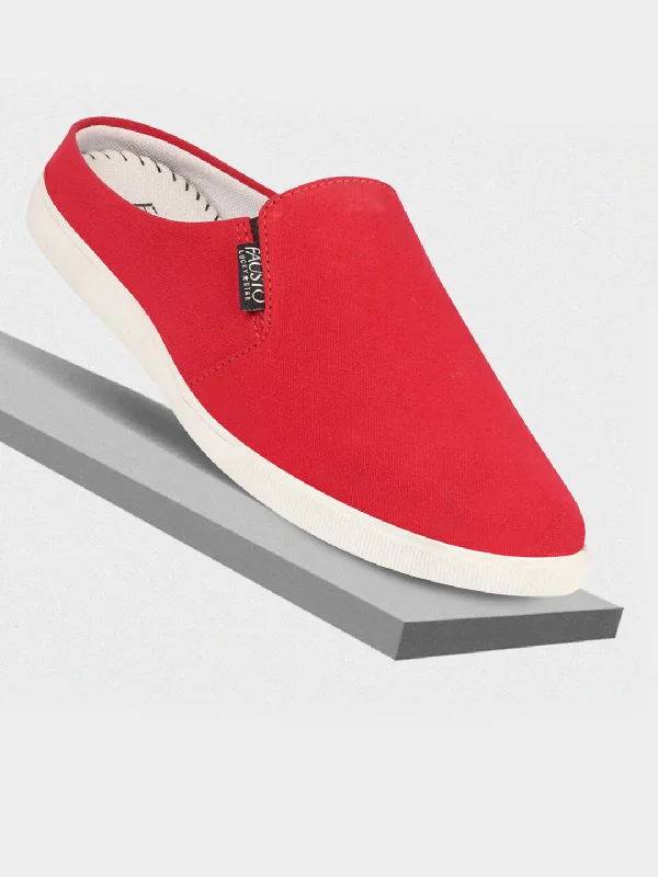 Men's casual shoes with a metallic trim Men Red Casual Canvas Slip-On Shoes