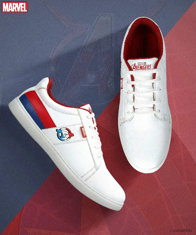 Men's casual shoes with a thick sole for added height Marvel Men's White Casual Sneakers | Cushioned & Lace up Outdoor Style Men's casual shoes with a thick sole for added height Marvel Men's White Casual Sneakers | Cushioned & Lace up Outdoor Style