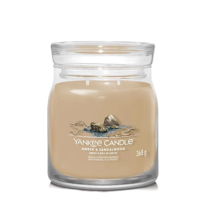 Men's slippers with a memory foam insole Yankee Amber & Sandalwood Signature Medium Jar