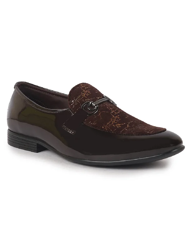 Men's casual shoes with a sporty look and feel Men Brown Velvet Patent Leather Horsebit Buckle Ethnic Slip On Shoes|Party Shoe|Office Shoe|Anti Skid Sole Men's casual shoes with a sporty look and feel Men Brown Velvet Patent Leather Horsebit Buckle Ethnic Slip On Shoes|Party Shoe|Office Shoe|Anti Skid Sole
